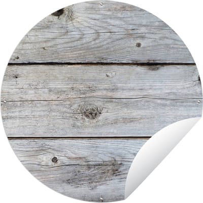 Tuincirkel Wit - Hout - Planken - 60x60 cm - Ronde Tuinposter - Buiten