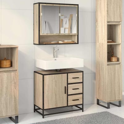 vidaXL - Wastafelkast - 65x33x60 - cm - bewerkt - hout - sonoma - eikenkleurig