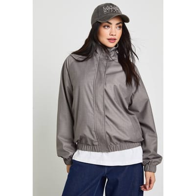 boohoo Dames Trechter Hals Jas | Grey | Maat: 8