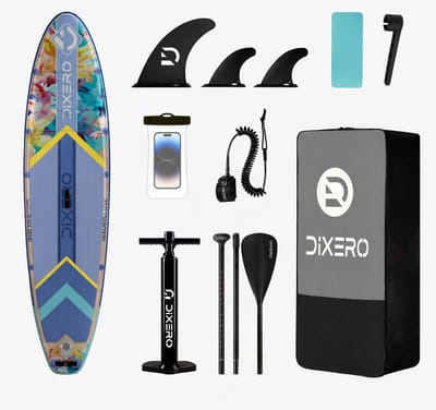 COIL Opblaasbaar SUP Board 335 cm – Allround Stand Up Paddle Set – Inclusief Peddel, Pomp & Rugzak – tot 170 kg - Paars/Bloemen