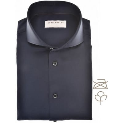 John Miller Overhemd Slim Solid Color Cotton Non-Iron Cutaway Collar Donker Blauw / male