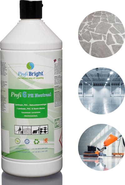 ProfiBright Zakelijk - Laminaatreiniger Profi6 PH Neutraal - Universele vloerreiniger - Parket - PVC - Natuursteen - Concentraat - HACCP - DIerproefvrij -1 liter