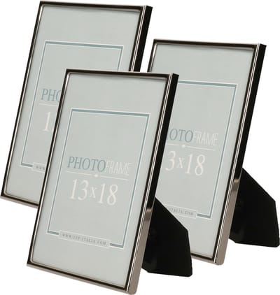 Zep - 3x stuks - Fotolijst - zilver/zwart - metaal - glas - staand - geschikt voor foto - 13 x 18 cm