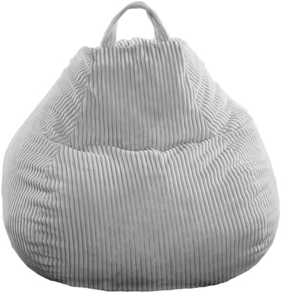 Bananair - Peervorm zitzak - ribfluweel - Afneembare hoes - Volwassenen & Kinderen - Lichtgrijs - 80 x 70 cm