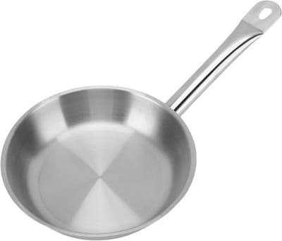 Roestvrijstalen Koekenpan - Antiaanbakpan Kookgerei - Alle Warmtebronnen - Gelijkmatige Hitteverdeling - 20cm Diameter - Zilverkleurig