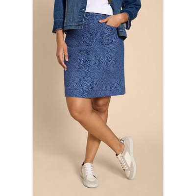 White Stuff Melody Twill Skirt Blue Printed Maat: 10 | Mini Rokken Outlet | Dames | Blauw
