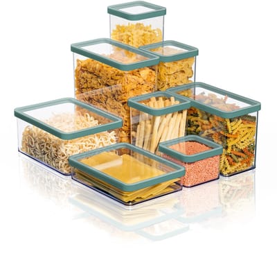 Rotho Loft voedselbewaardozen - set van 5 stuks - groen - 2x 2,1 Liter, 2x 0,5Liter en 1x 1 liter