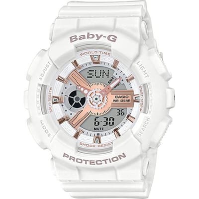 Casio Heren Resin 100M Waterbestendig Analoog Schokbestendig Quartz Horloge BA-110RG-7A wit