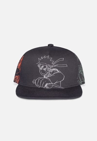 Naruto - Outline Characters Snapback Pet - Zwart
