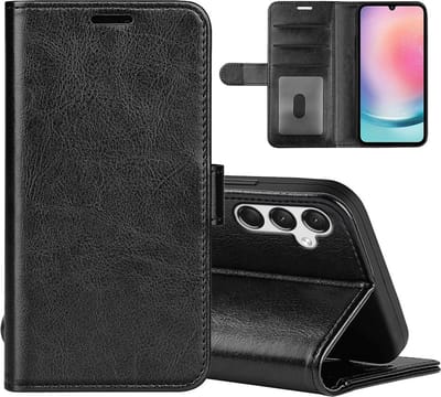 MobyDefend Hoesje - Geschikt voor Samsung Galaxy A25 - Wallet Book Case (Sluiting Achterkant) - Zwart