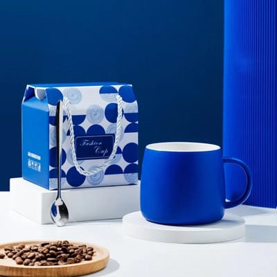 500ml Creatief ontwerp Spatinkt Blauwe Keramische Mok Koffiekopje Couple waterbeker Ontbijt Havermout Bekers Festival Cadeau Porseleinen Mok 500ml blue
