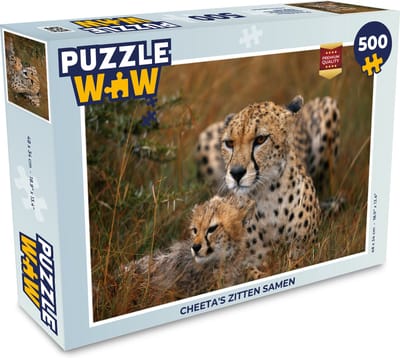 Puzzel Cheeta's zitten samen - Legpuzzel - Puzzel 500 stukjes