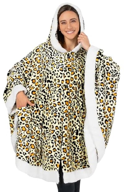 Knuffelige fleece deken met capuchon voor dames, superzachte sjaal en engelendeken
