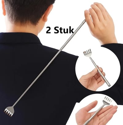 2x Uitschuifbare Rugkrabber I Verstelbare Ruggenkrabber I Massage Krabber I Telescopische Rugkrabber I Tot 51 CM I RVS I Zilver