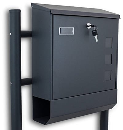 Vrijstaande brievenbus met krantenrol - Donkergrijs, Vierkant Design
