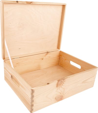 Creative Deco XL Houten Opbergkist – 40x30x14cm – Met Deksel, Handvat