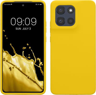kwmobile telefoonhoesje geschikt voor Motorola Moto G86 5G - Hoesje met siliconen coating - Smartphone case in stralend geel