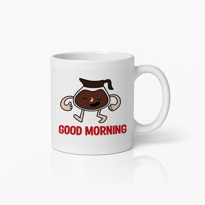 Good Morning Koffiemok – Schattig Cartoon Koffiekan Ontwerp, Perfect Cadeau voor Koffieliefhebbers en Ochtendenergie