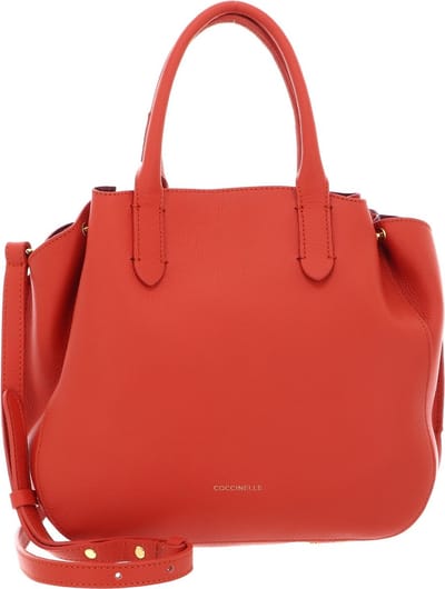 COCCINELLE Leren Handtas Schoudertas Coccinellesoft Wear Handbag Double Grainy Leather Tangeri / Garn. Re Oranje