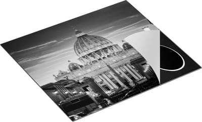Chefcare Inductie Beschermer Sint Pietersbasiliek in Rome, Italië - Zwart Wit - 60x50 cm - Afdekplaat Inductie - Kookplaat Beschermer - Inductie Mat