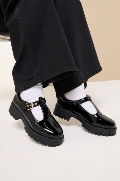 Yours Zwarte, Dikke Tbar Mary Janes Met Extra Brede Eeepasvormsize 38EEE