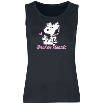 Peanuts Tanktop - Snoopy - Broken Hearts - S tot XXL - voor Vrouwen - zwart