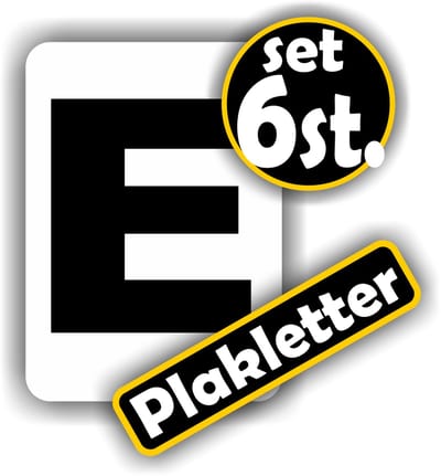 Jerma - Plakletters - E - Sticker – 6 stuks - Vinyl - 5 x 7 cm - Zwart - Voor Binnen en Buiten