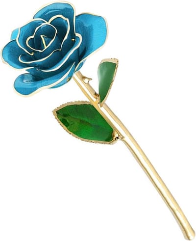 Gouden Roos - Echte Roos Gedimde Roos - Cadeau Geven - 24-karaats Goud - 30 cm - Blauw