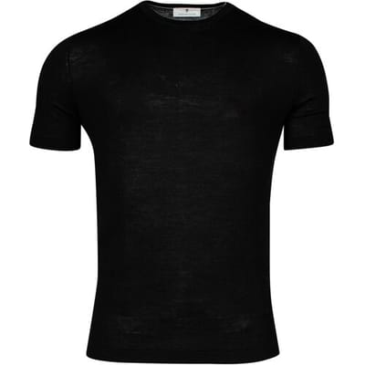 Thomas Maine Trui Fine Merino Crew Neck Short Sleeve Single Knit Zwart / male