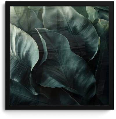 Poster in lijst - Fotolijst 40x40 cm - Posters - Groen - Bladeren - Glad - Nerven - Posterlijst zwart - Decoratie - Wanddecoratie woonkamer - Muurdecoratie slaapkamer