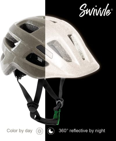 Swivvle® Fietshelm Kind Maat XS 48 – 50 cm – 360° Reflecterend – CE EN1080 – Inclusief Groene Gesp Sluitingssysteem