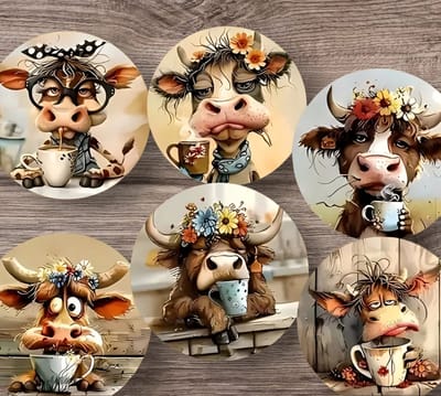 Onderzetters Schotse Hooglanders - Grappige Onderzetters - 6 stuks