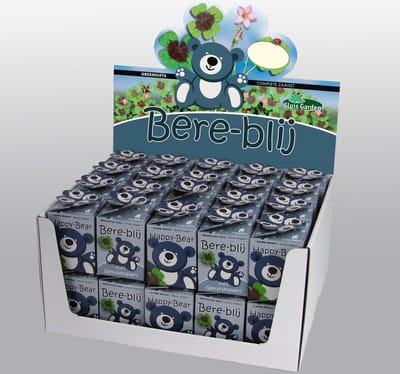 Sluis Garden - Greengift, Happy-Bear blauw 40 stuks in showdoos