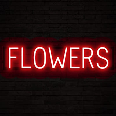 FLOWERS - Lichtreclame Neon LED bord verlicht | SpellBrite | 72,91 x 16 cm | 6 Dimstanden & 8 Lichtanimaties | Reclamebord neon verlichting