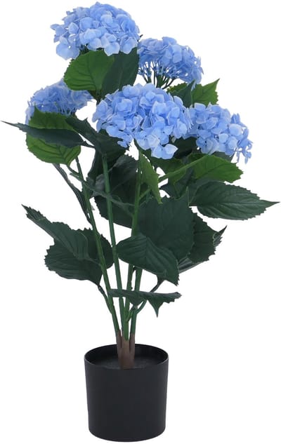 Kunsthortensia MCW-Q86, decoratieve plant, kunsthortensia, kunstplant, voor buiten, polyethyleen, 64x40x40 cm ~ blauw