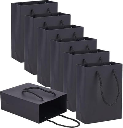 Verdikte kraftpapieren zakken - zwart - cadeauzakken - 10 stuks - verjaardag bruiloft - 12x6x16cm