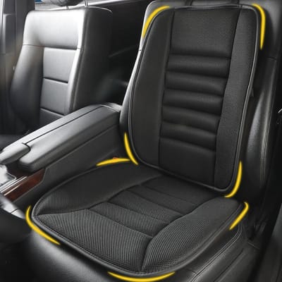 Autozitkussen Lendensteun - Set Stoelhoezen - Comfortabel Rijden - Traagschuim Ondersteuning - 53x48 cm - Zwart