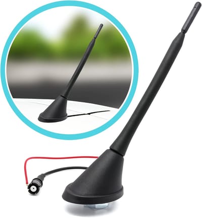 Dak antenne set - Auto antenne - Radio ontvangst verbeteren - Geïntegreerde versterker - 16 cm staaf - Zwart