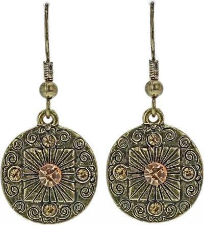 Behave - Goudkleurige ronde oorhangers met steentjes - Vintage look