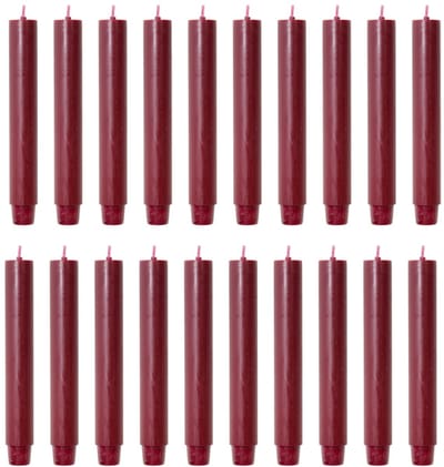 Rustik Lys chique mooie dinerkaarsen pak van 20 stuks 2.6 x 18 cm in de kleur Bordeaux