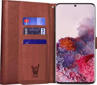 Hoesje geschikt voor Samsung Galaxy S20 - Book Case Kunstleer Pasjeshouder Bruin