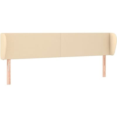 vidaXL - Hoofdbord - met - randen - 163x23x78/88 - cm - stof - crèmekleurig