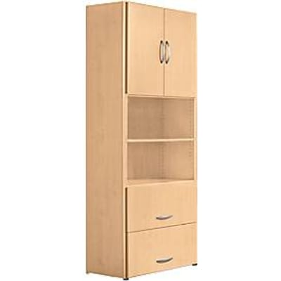 Combikast PALENQUE, 6 ordnerhoogten, houten deuren, hangmappenlade, B 800 x D 420 x H 2160 mm, beuken