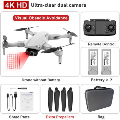 L900 Pro Drone GPS 4K/6K 5G WiFi Live Video FPV Quadrotor Vlucht Rc Afstand 1200m Drone HD Groothoek Dubbele Camera (optionele 1/2/3 batterij) Grey - 2 battery
