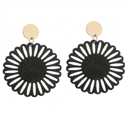 Clip oorbellen -Stella -zwart- hout -goudkleurig- geen gaatje- Charme Bijoux