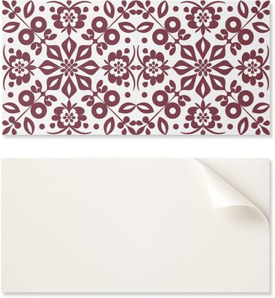 Bedrukt vinyl wandpaneel voor de eetkamer, 100x50 cm, met bloemenpatroon en bladeren.