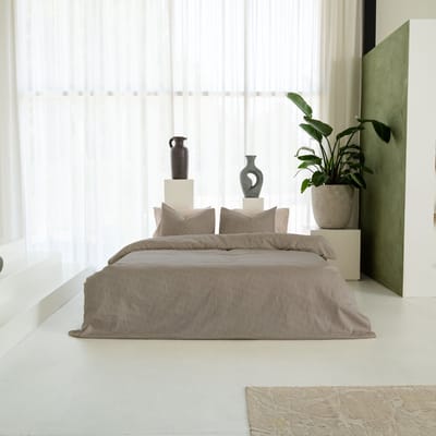 Kayori Koko Dekbedovertrek Katoen & Tencel - 200x200-220 + 2 slopen - Tweepersoons - Taupe
