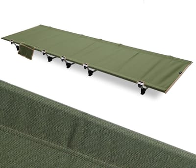 Campingbed Lichtgewicht - Vouwbed Outdoor - Kamperen Backpacken - Met Beenverlengers - 187 x 60 cm - Legergroen