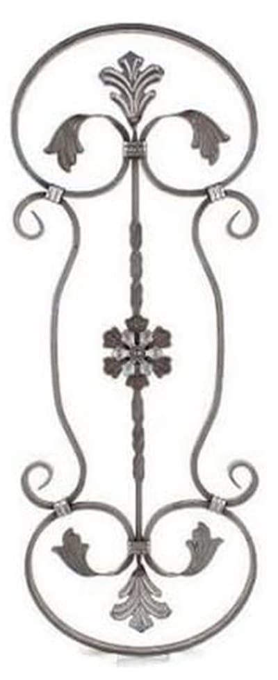 Smeedijzeren Ornament - Rozet Grid - Hekwerk Verfraaien - Handgemaakt Gesmeed Staal - 800 x 300 mm - Zilver
