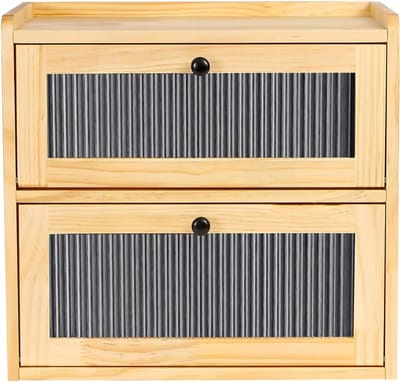 Bamboe Broodtrommel - Brooddoos Keuken - Brood Vers Houden - Dubbele Laag - 36.5 x 24 x 34 cm - Natuurlijk